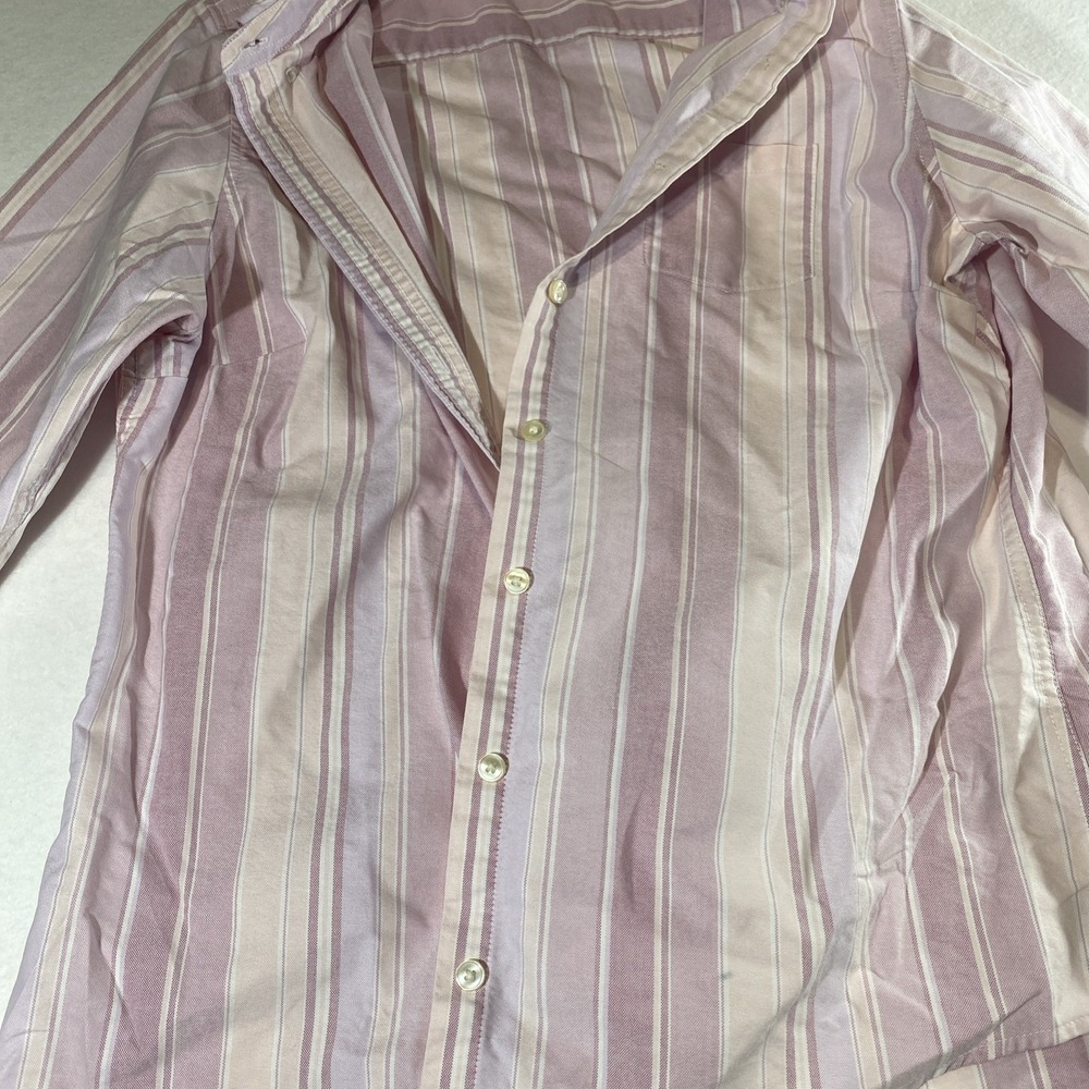 LL Bean Mens Long Sleeve Shirt Size L Regular Pink Striped Casual Cotton - Picture 9 of 14